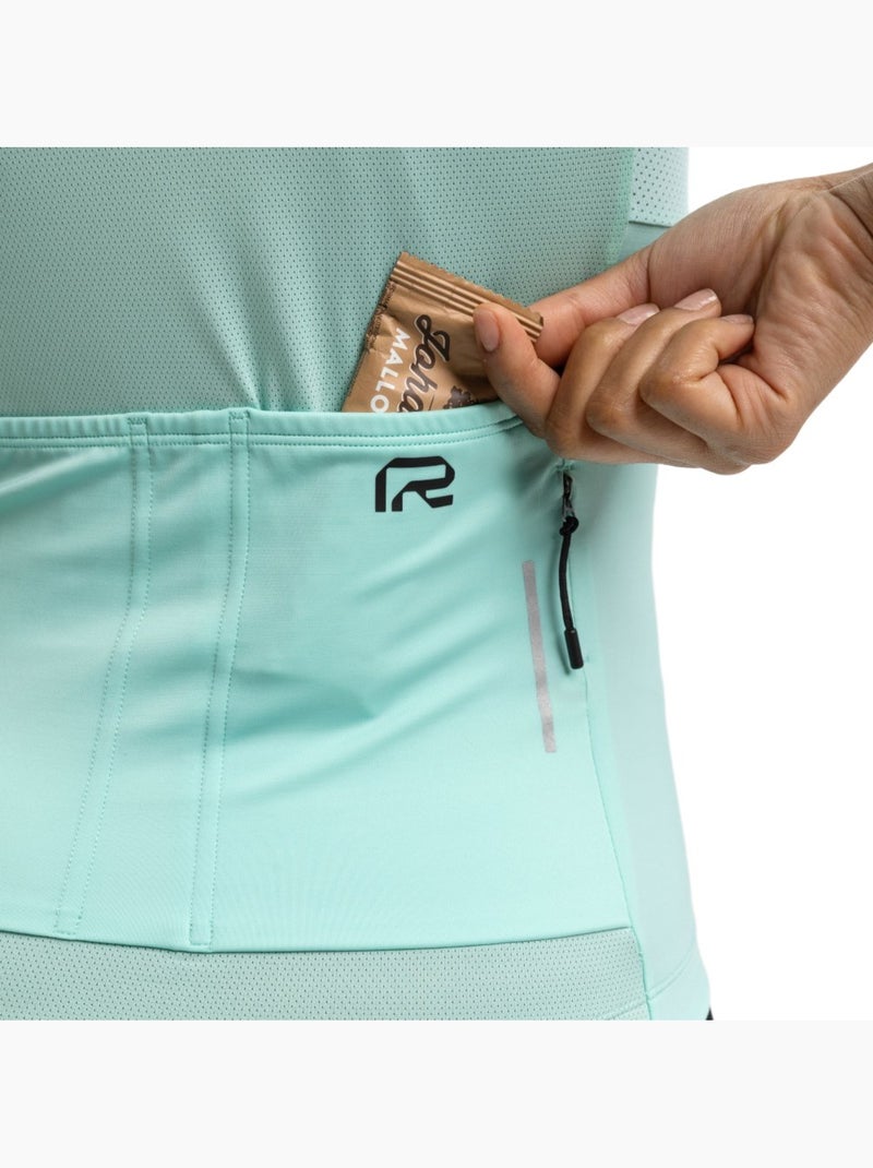 Maillot vélo manches courtes en tissu recyclé femme cyclisme femme m6r fresh Turquoise - Kiabi