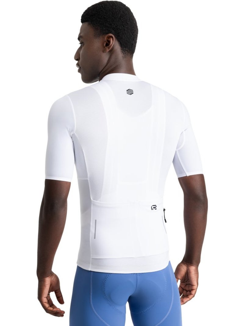 Maillot vélo manches courtes en tissu recyclé homme cyclisme homme m6r vent Blanc - Kiabi