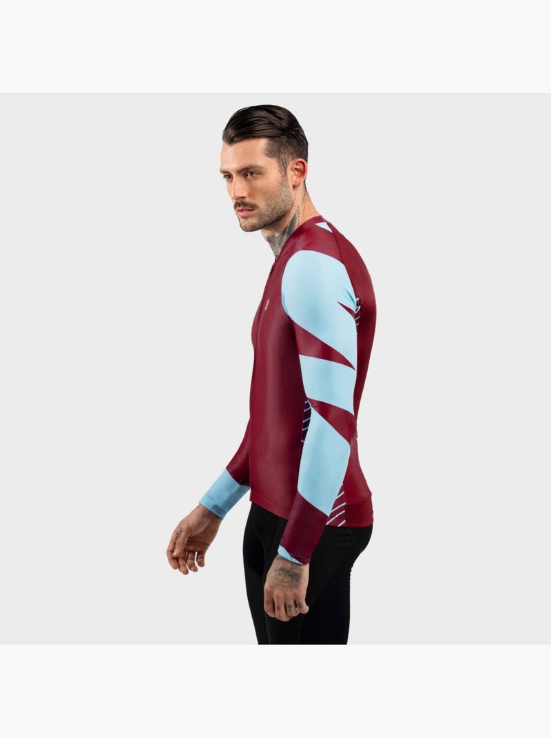 Maillot vélo manches longues homme cyclisme homme m2 road trip Rouge brique - Kiabi