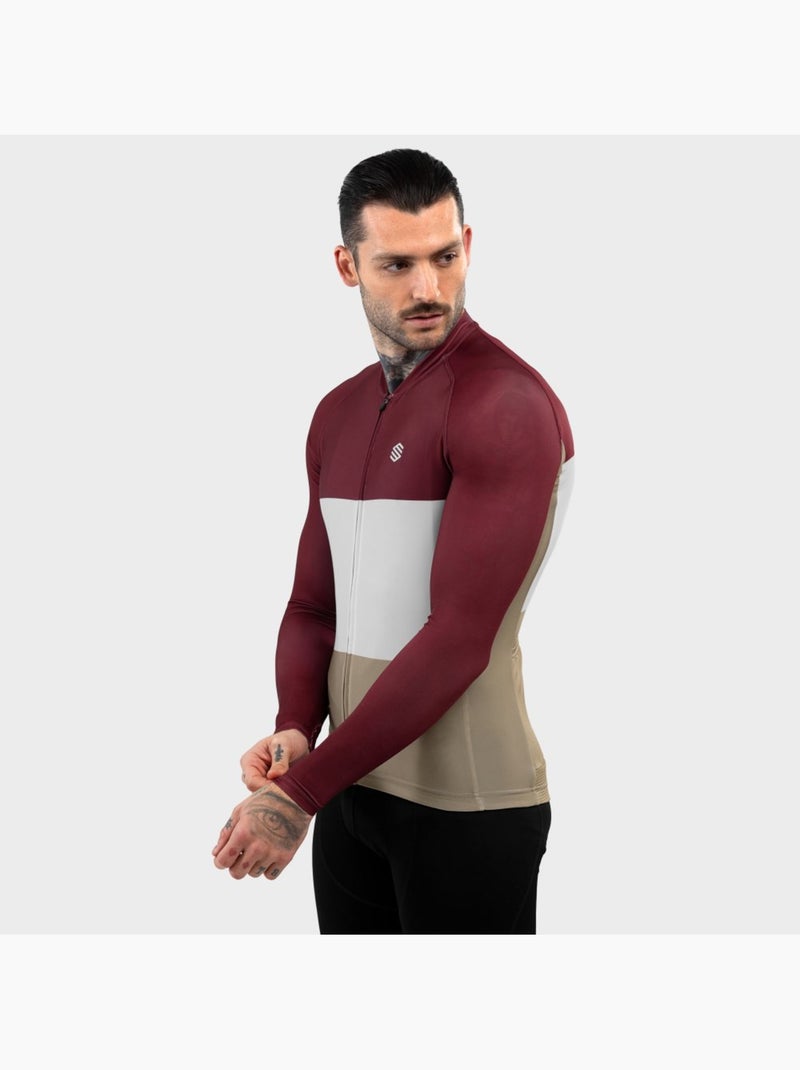 Maillot vélo manches longues homme cyclisme homme m2 triplet Rouge brique - Kiabi