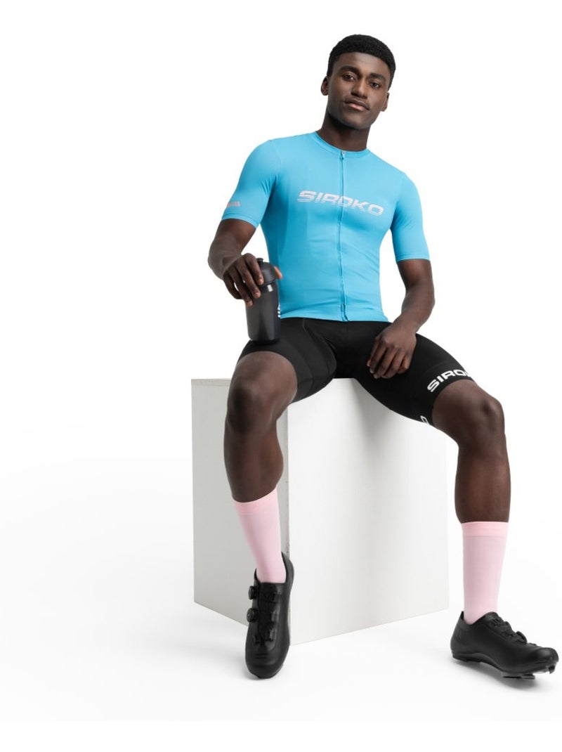 Maillot vélo mesh manches courtes homme cyclisme homme m8 environs Bleu clair - Kiabi