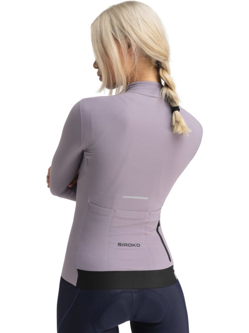 Maillot vélo thermique manches longues femme cyclisme femme m7 vivione Lavande - Kiabi