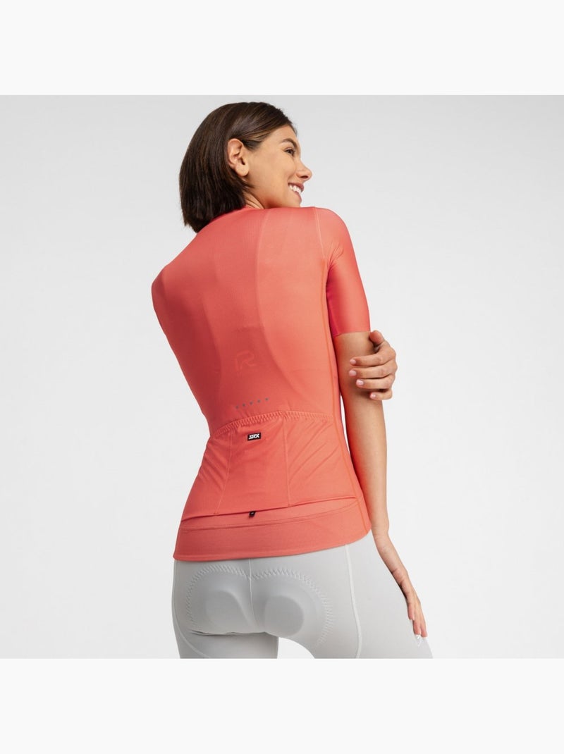 Maillot vélo ultraléger femme cyclisme femme srx peche Corail - Kiabi