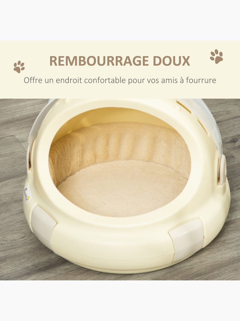 Maison chat portable verrouillable avec coussin beige Beige - Kiabi