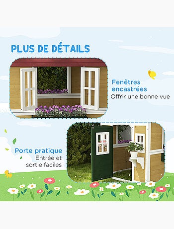 Maison de jeux enfant - jeu plein air maisonnette enfant - bois