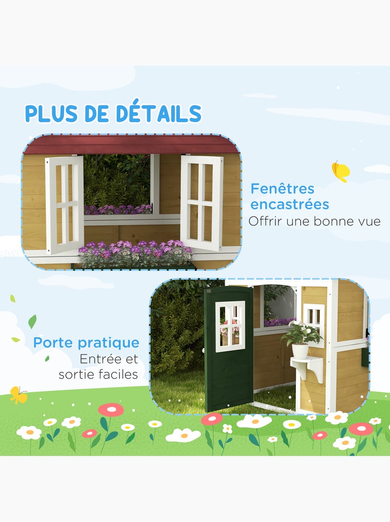 Maison de jeux enfant - jeu plein air maisonnette enfant - bois Beige - Kiabi
