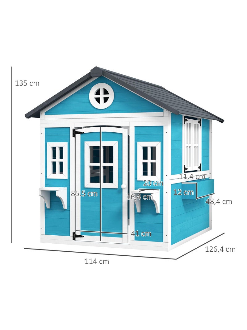 Maison de jeux enfant - jeu plein air maisonnette enfant - bois blanc bleu Bleu - Kiabi