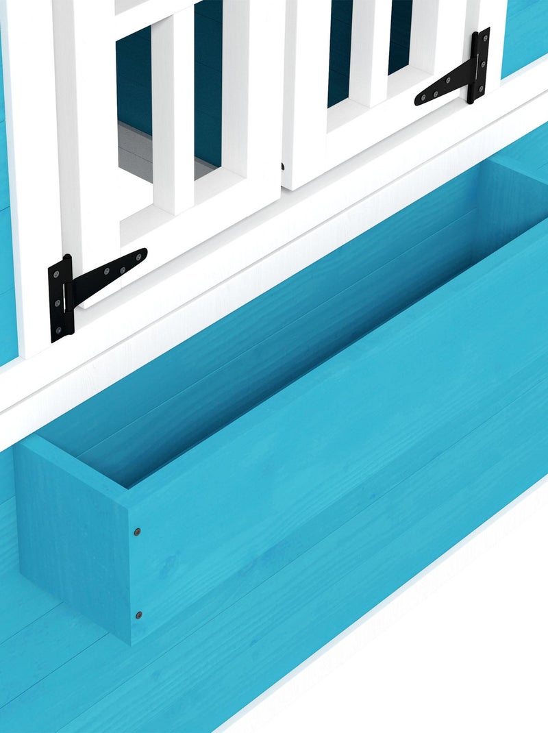Maison de jeux enfant - jeu plein air maisonnette enfant - bois blanc bleu Bleu - Kiabi