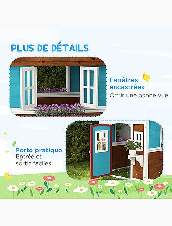 Maison de jeux enfant - jeu plein air maisonnette enfant - bois