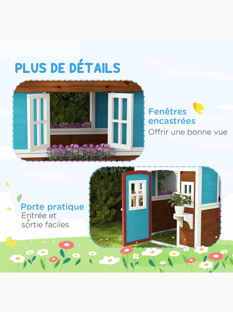 Maison de jeux enfant - jeu plein air maisonnette enfant - bois Marron - Kiabi