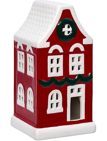 Maison de noël lumineuse rouge 1 led h. 20,5 cm à piles