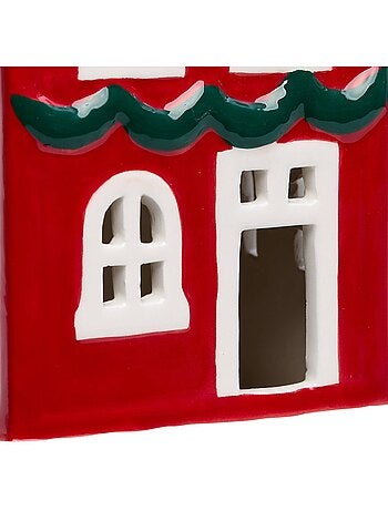 Maison de noël lumineuse rouge 1 led h. 20,5 cm à piles