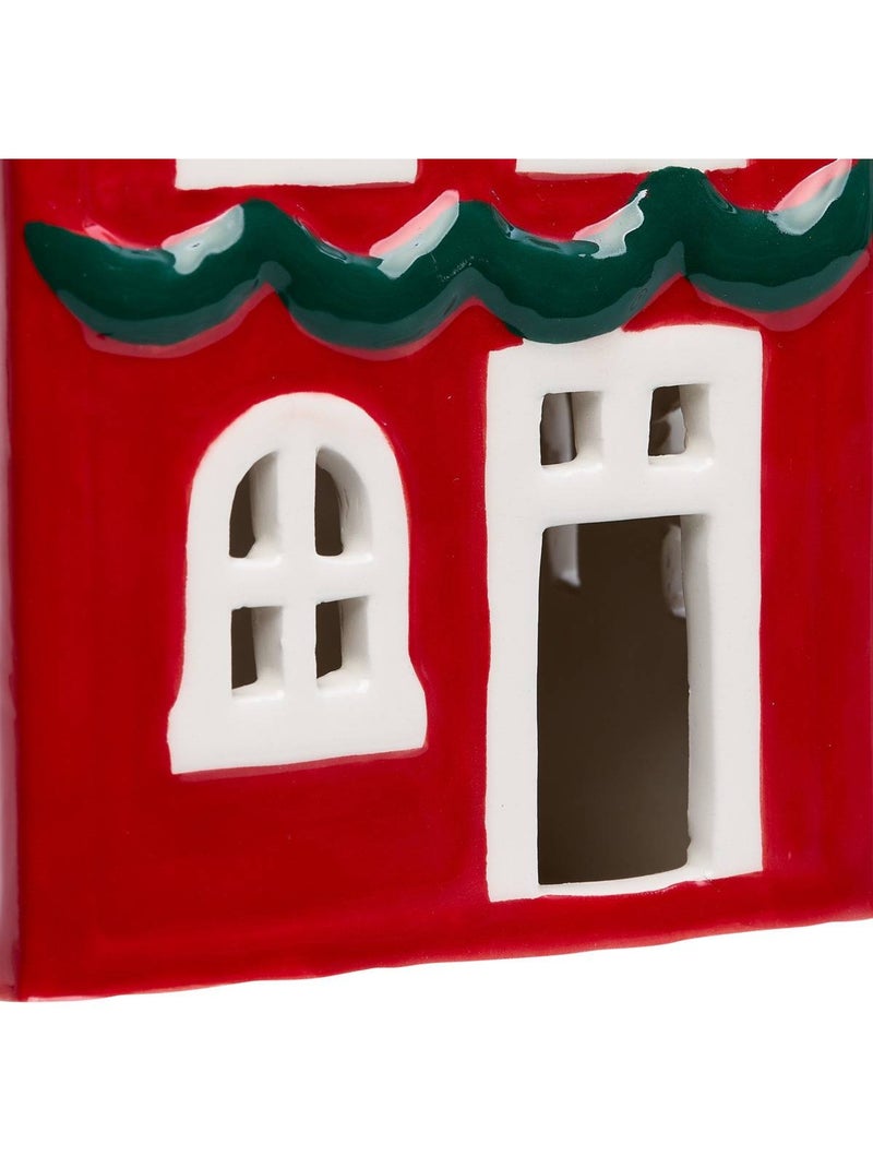 Maison de noël lumineuse rouge 1 led h. 20,5 cm à piles Rouge - Kiabi