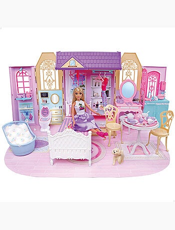 Maison de poupée avec poupée de 30 cm et plus de 60 accessoires isabella