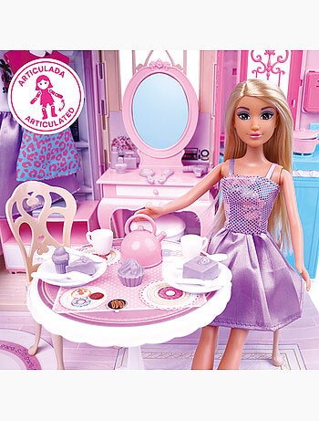 Maison de poupée avec poupée de 30 cm et plus de 60 accessoires isabella