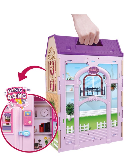 Maison de poupée avec poupée de 30 cm et plus de 60 accessoires isabella - Kiabi Maison de poupée avec poupée de 30 cm et plus de 60 accessoires isabella - Kiabi