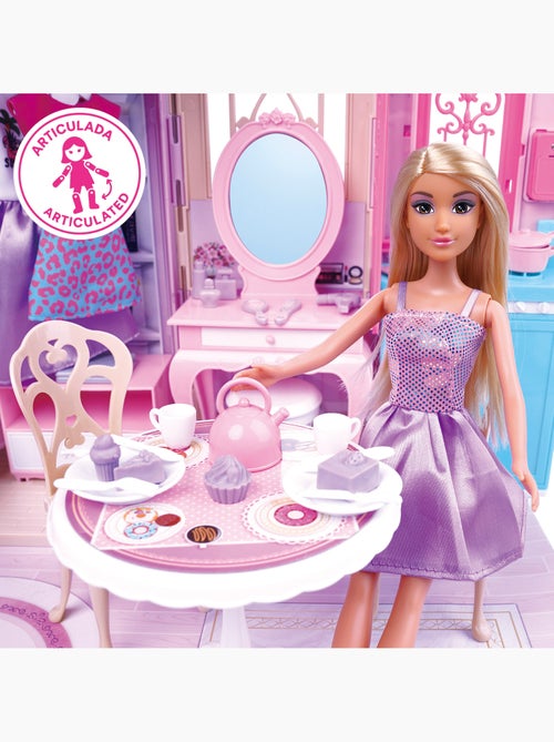 Maison de poupée avec poupée de 30 cm et plus de 60 accessoires isabella - Kiabi Maison de poupée avec poupée de 30 cm et plus de 60 accessoires isabella - Kiabi