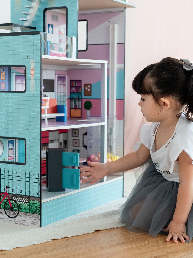 Maison de poupée en bois enfant 3 étages avec 17 accessoires Méditerranéen  Olivia's Little World - N/A - Kiabi - 174.99€