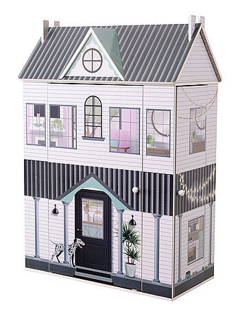 Maison de poupée en bois enfant 3 étages avec 13 accessoires