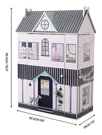 Maison de poupée en bois enfant 3 étages avec 13 accessoires