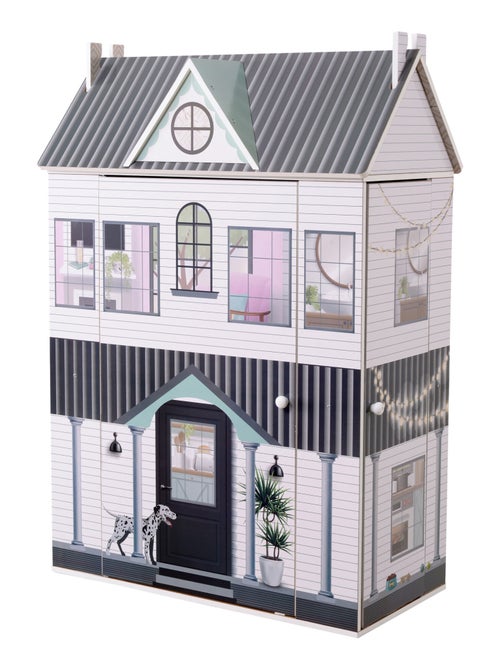 Maison de poupée en bois enfant 3 étages avec 13 accessoires - Kiabi