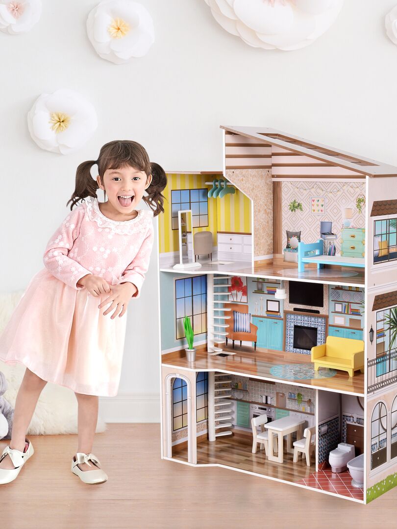 Maison de poupée en bois enfant 3 étages avec 17 accessoires Méditerranéen  Olivia's Little World - N/A - Kiabi - 174.99€