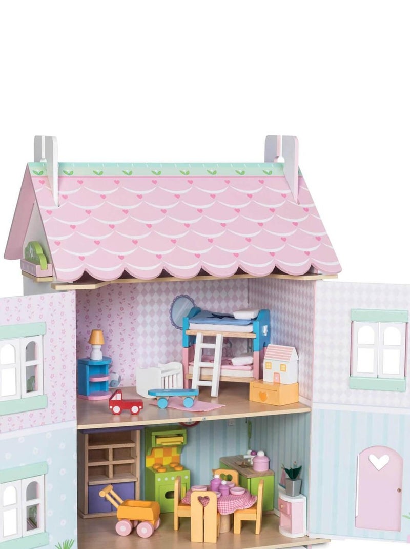 Maison de poupée en bois : Maison joli coeur Rose N/A - Kiabi