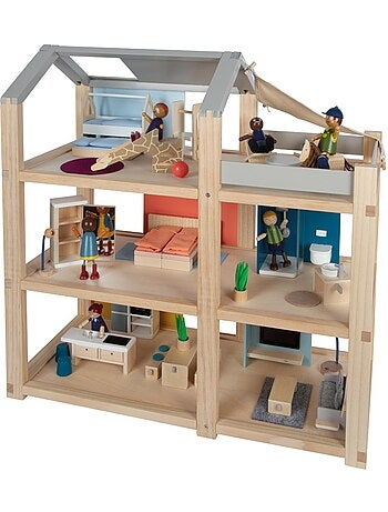 Maison de poupées nature avec meubles