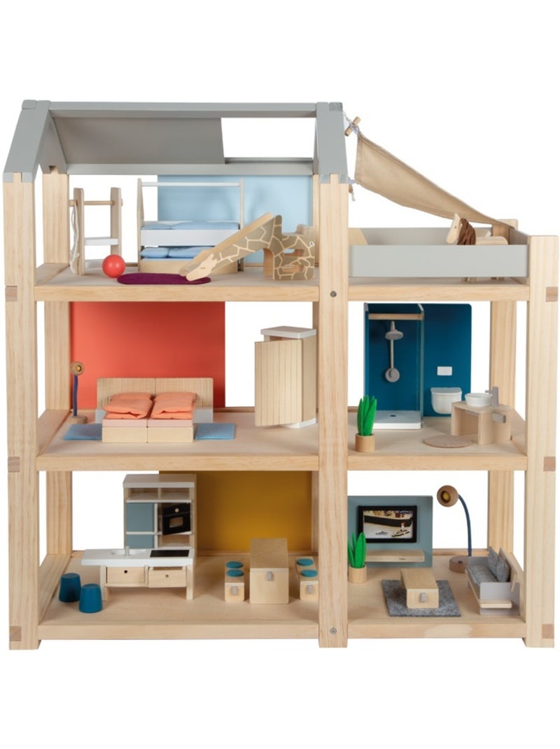 Maison de poupées nature avec meubles Beige - Kiabi