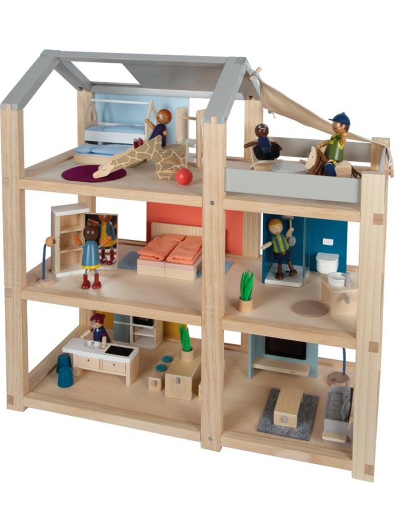 Maison de poupées nature avec meubles Beige - Kiabi