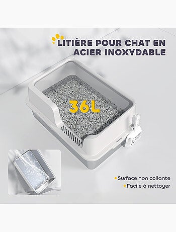Maison de toilette bac à litière 60 x 40 x 28 cm gris clair
