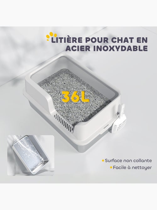 Maison de toilette bac à litière 60 x 40 x 28 cm gris clair - Kiabi Maison de toilette bac à litière 60 x 40 x 28 cm gris clair - Kiabi