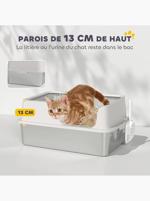 Maison de toilette bac à litière 60 x 40 x 28 cm gris clair - Kiabi Maison de toilette bac à litière 60 x 40 x 28 cm gris clair - Kiabi