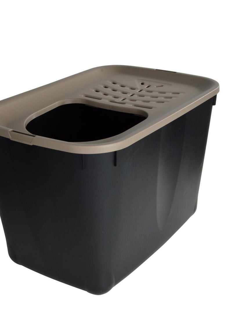 Maison de toilette Bac a litière chat noir/taupe Blanc - Kiabi