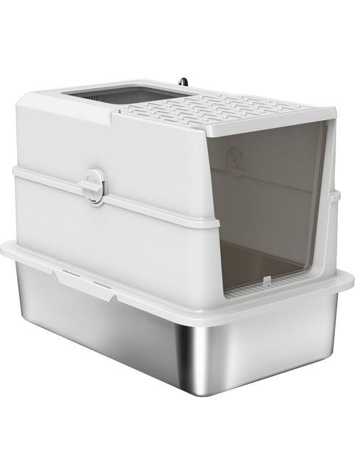 Maison de toilette bac à litière fermé acier inox gris clair - Kiabi Maison de toilette bac à litière fermé acier inox gris clair - Kiabi