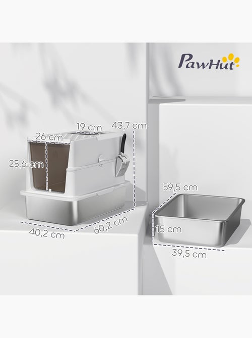 Maison de toilette bac à litière fermé acier inox gris clair - Kiabi Maison de toilette bac à litière fermé acier inox gris clair - Kiabi