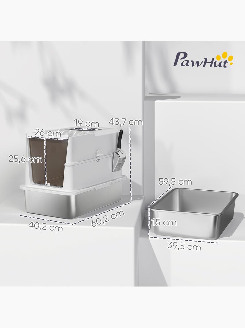 Maison de toilette bac à litière fermé acier inox gris clair Gris - Kiabi