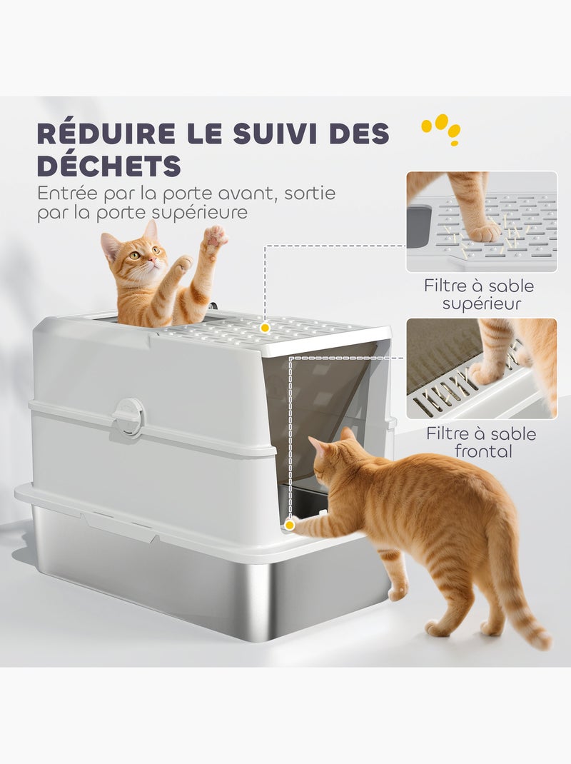 Maison de toilette bac à litière fermé acier inox gris clair Gris - Kiabi