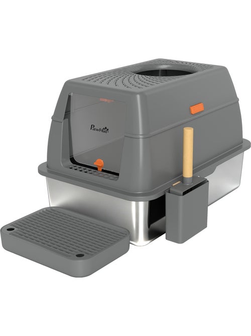 Maison de toilette bac à litière fermé acier inox gris - Kiabi Maison de toilette bac à litière fermé acier inox gris - Kiabi
