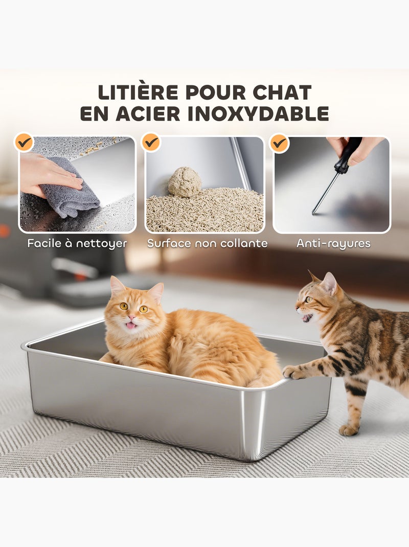 Maison de toilette bac à litière fermé acier inox gris Gris - Kiabi