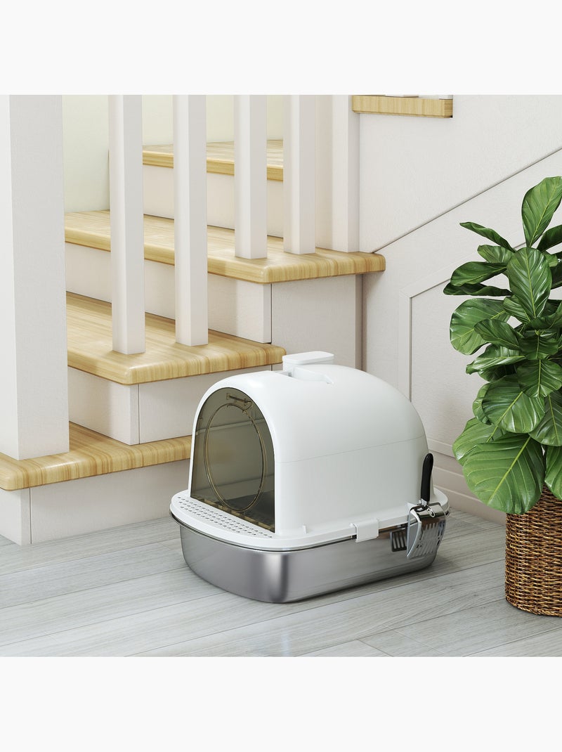 Maison de toilette bac à litière fermé acier inox pp Blanc Blanc - Kiabi