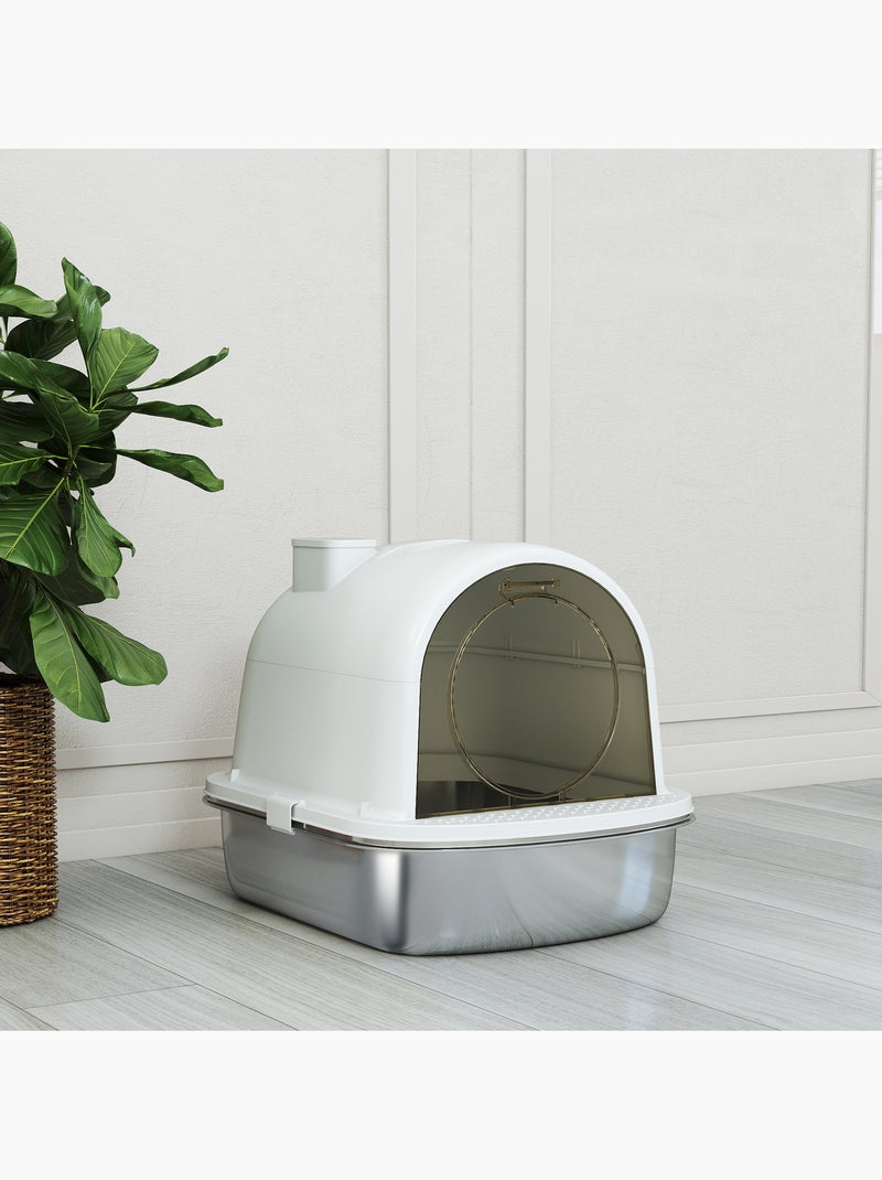 Maison de toilette bac à litière fermé acier inox pp Blanc Blanc - Kiabi