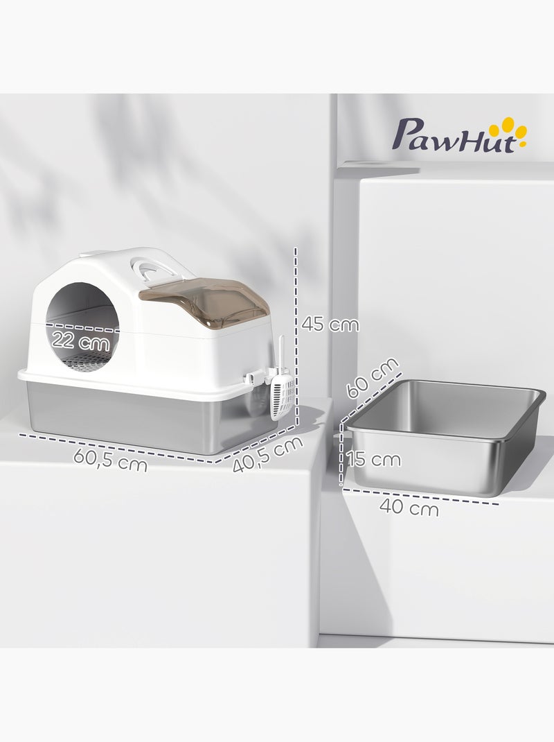 Maison de toilette chat - pelle, poignée - acier inox plastique Blanc Blanc - Kiabi