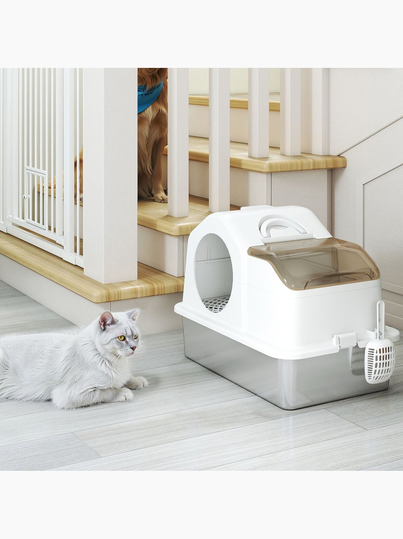 Maison de toilette chat - pelle, poignée - acier inox plastique Blanc Blanc - Kiabi