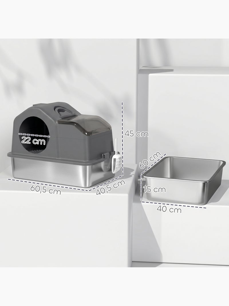 Maison de toilette chat - pelle, poignée - acier inox plastique Gris - Kiabi