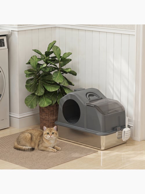 Maison de toilette chat - pelle, poignée - acier inox plastique - Kiabi Maison de toilette chat - pelle, poignée - acier inox plastique - Kiabi