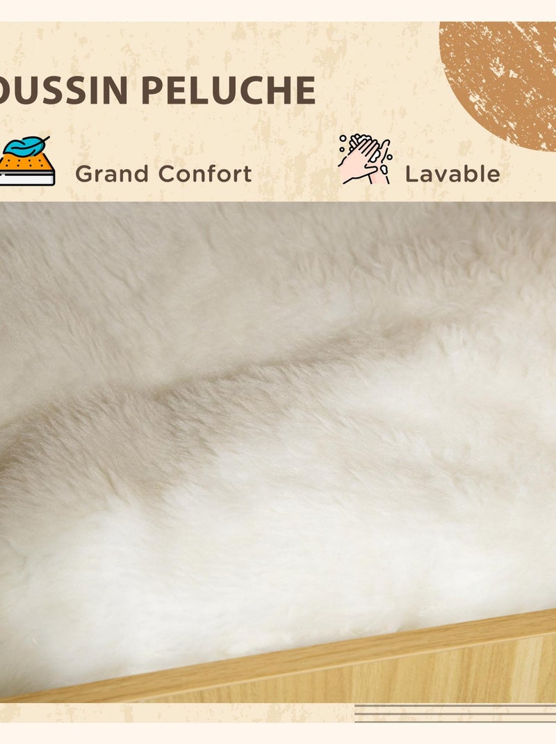 Maison de toilette chat - porte, niche, coussin, plateau - aspect bois clair Beige - Kiabi