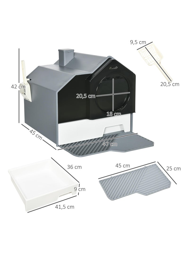 Maison de toilette chat design maison avec accessoires blanc noir gris Gris - Kiabi