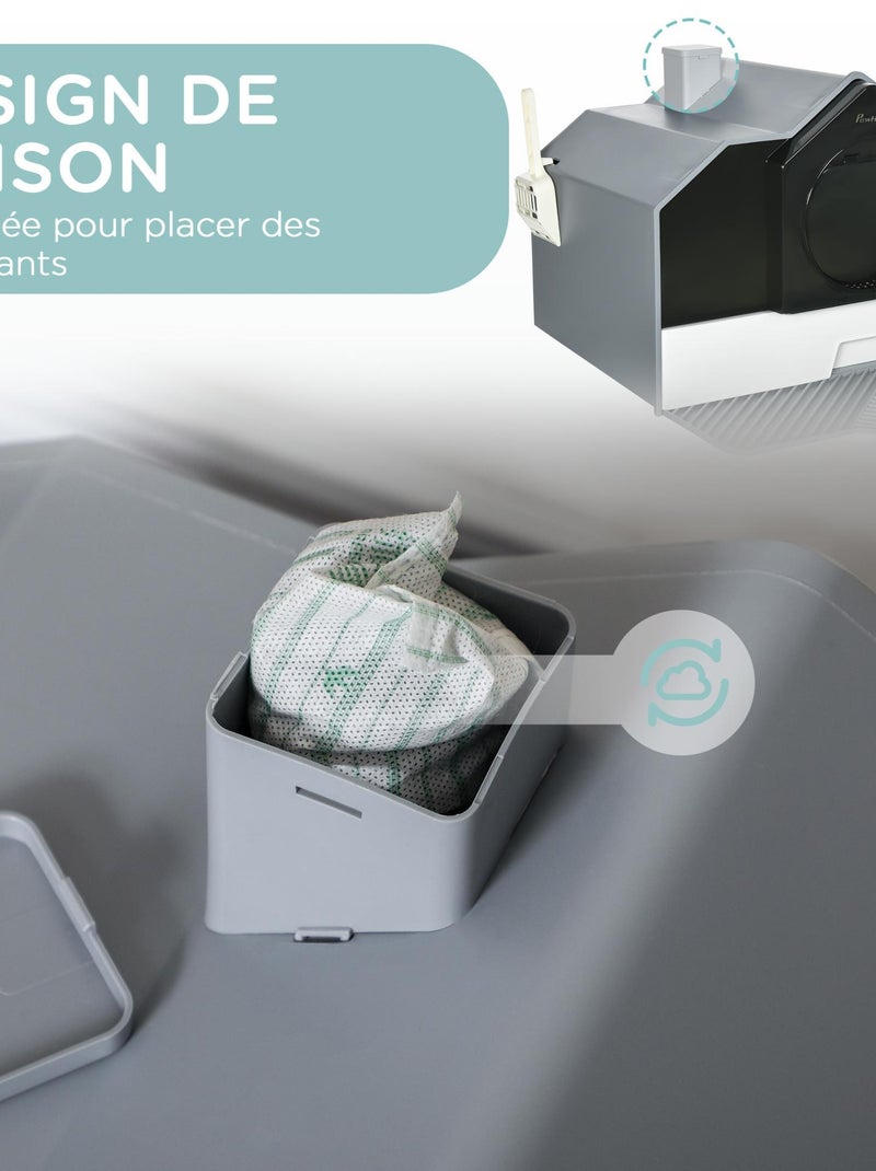 Maison de toilette chat design maison avec accessoires blanc noir gris Gris - Kiabi