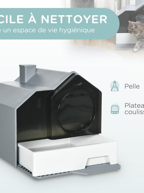 Maison de toilette chat design maison avec accessoires blanc noir gris - Kiabi